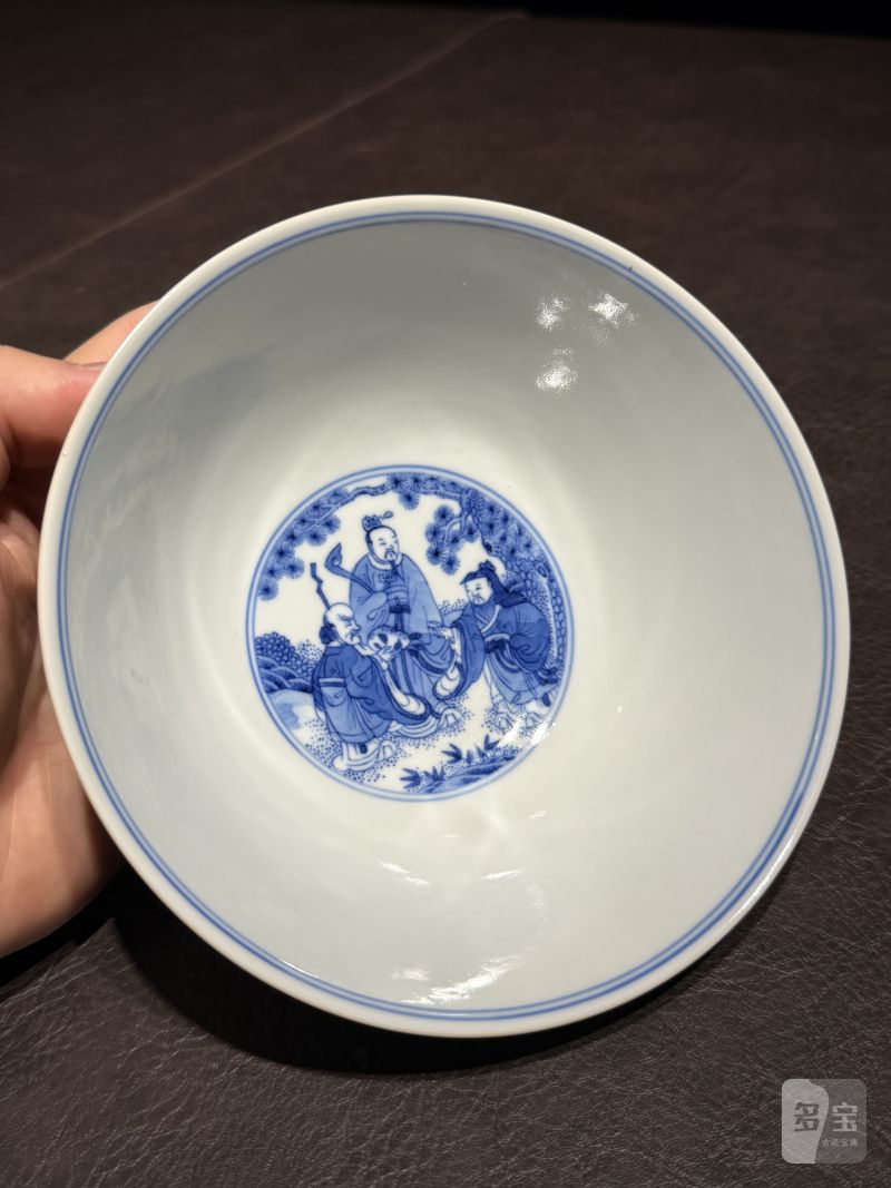 清乾隆 青花八仙人物纹碗 - 图19